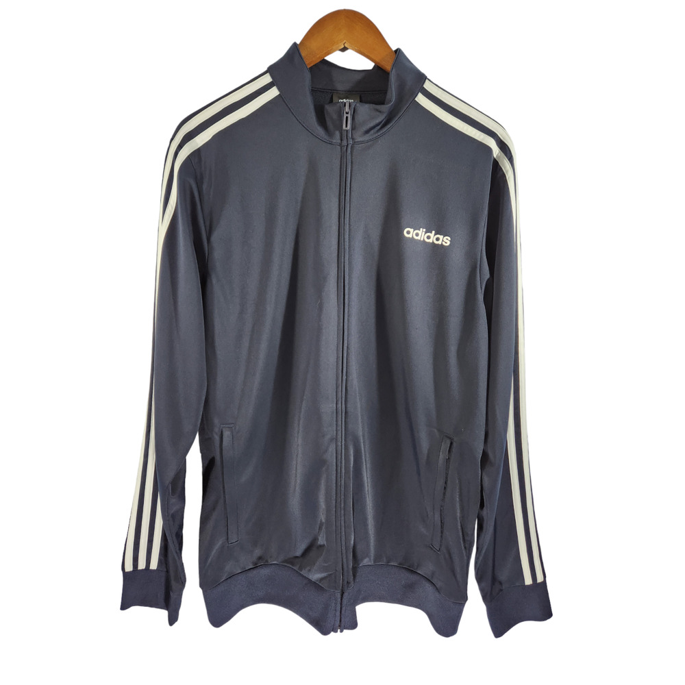 Adidas Original 3‎ Stripes Full-Zip Track Jacket L Navy White